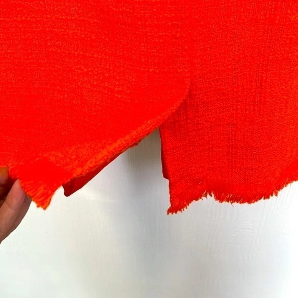 J Crew - Neon Persimmon Sheath Textured Tweed Midi Sleeveless Dress Size 4